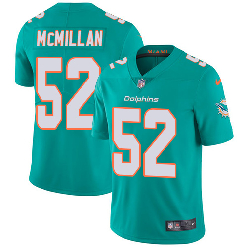 Nike Miami Dolphins 52 Raekwon McMillan Aqua Green Team Color Men Stitched NFL Vapor Untouchable Limited Jersey
